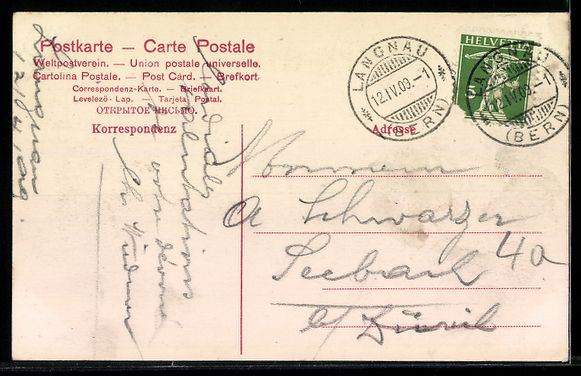Cartoline postali: Langnau, Hotel Bahnhof und Totalansicht  – Usato da Berlin venduto da bartko-reher 1