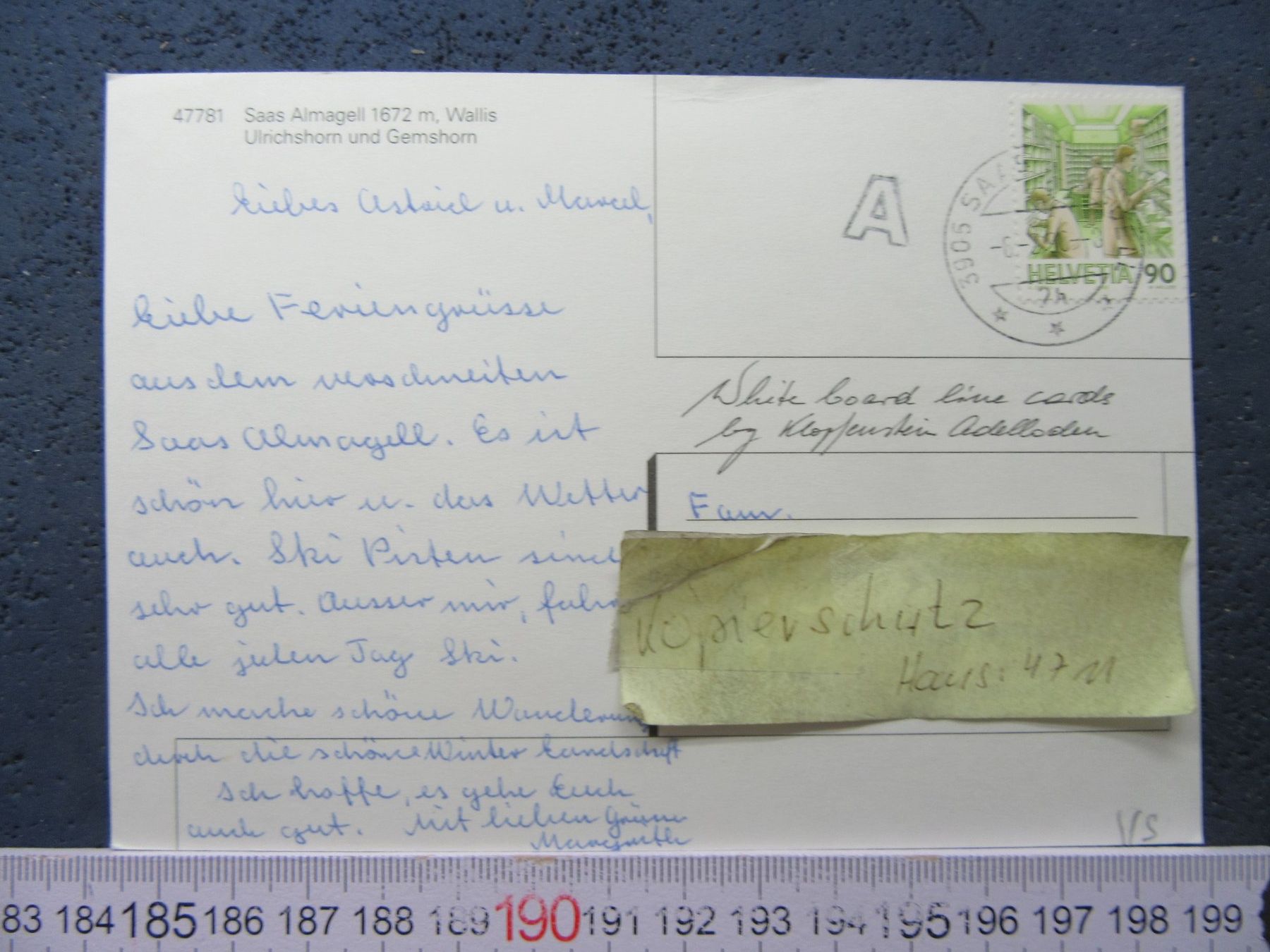 Cartoline postali: SAAS ALMAGELL VS AK – Usato da Ettingen venduto da Hausi4711 1