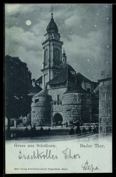 Cartes postales: Mondschein-AK Solothurn, Basler Thor mit – D'occasion à Berlin par bartko-reher