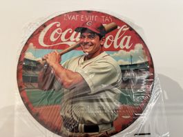 Coca-Cola Werbeschild Baseballspieler Vintage Blechsschild D