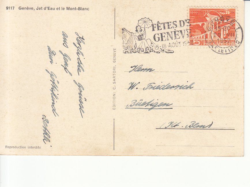 Cartoline postali: Genève 1952 – Usato da Bürglen TG venduto da StampGraf 1