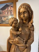 Hand-Carved Wooden Sculpture: Mother and Child - Unique