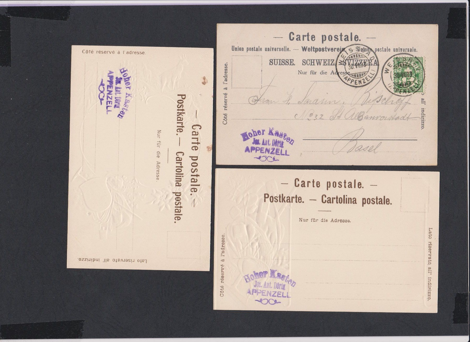 Cartoline postali: Hoher Kasten AI   -   3 alte Ansichtskarten um 1900 – Usato da Vitznau venduto da Ropaku 1