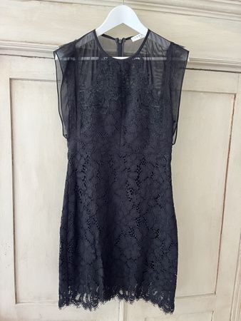 SANDRO Cocktailkleid Spitze schwarz, Gr. 38