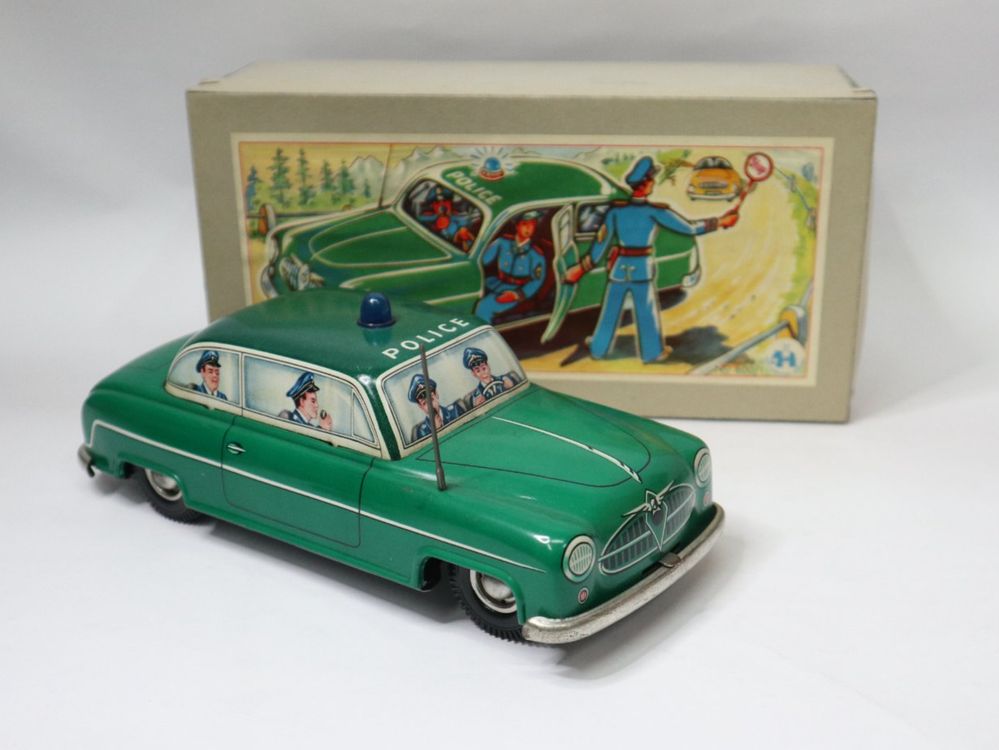 Blechauto Borgward Polizei Blomer & Schüler zum aufziehen 6