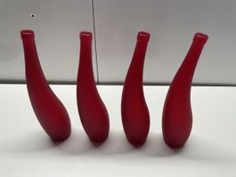 4 Bouteilles décoratives rouges, design unique, parfait!