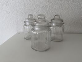 3er Set Vintage Vorratsgläser, Bonboniere aus Glas
