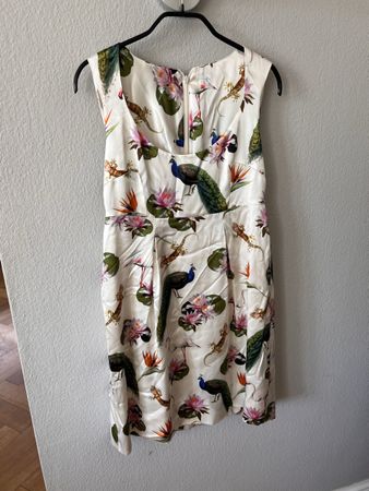 Kleid, Seide, Gr. 34, bunte Vögel Print 