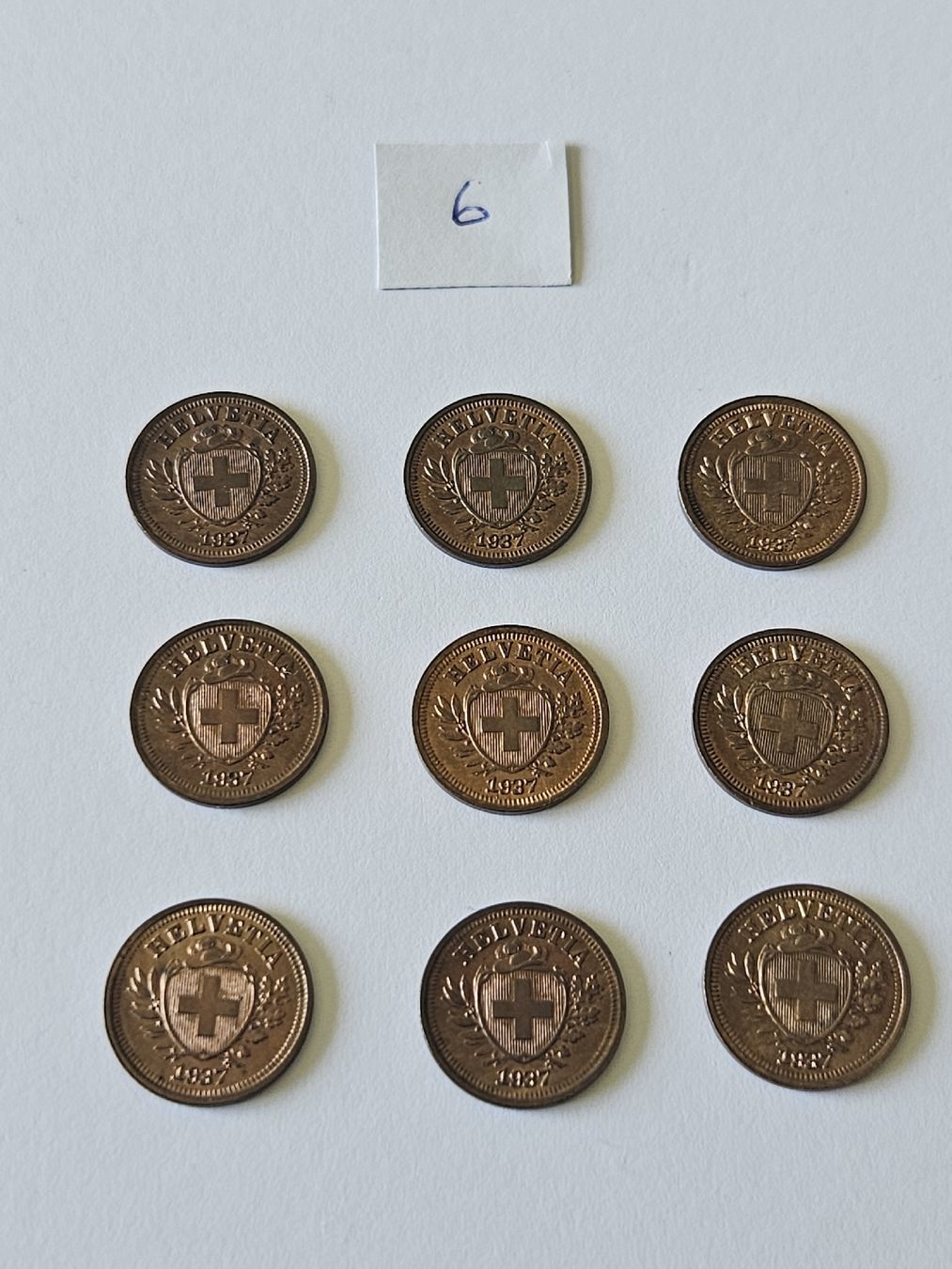 Tutti le monete: 1 Rappen 1937, 9 stk. – Usato da Pfäffikon ZH venduto da Melibol