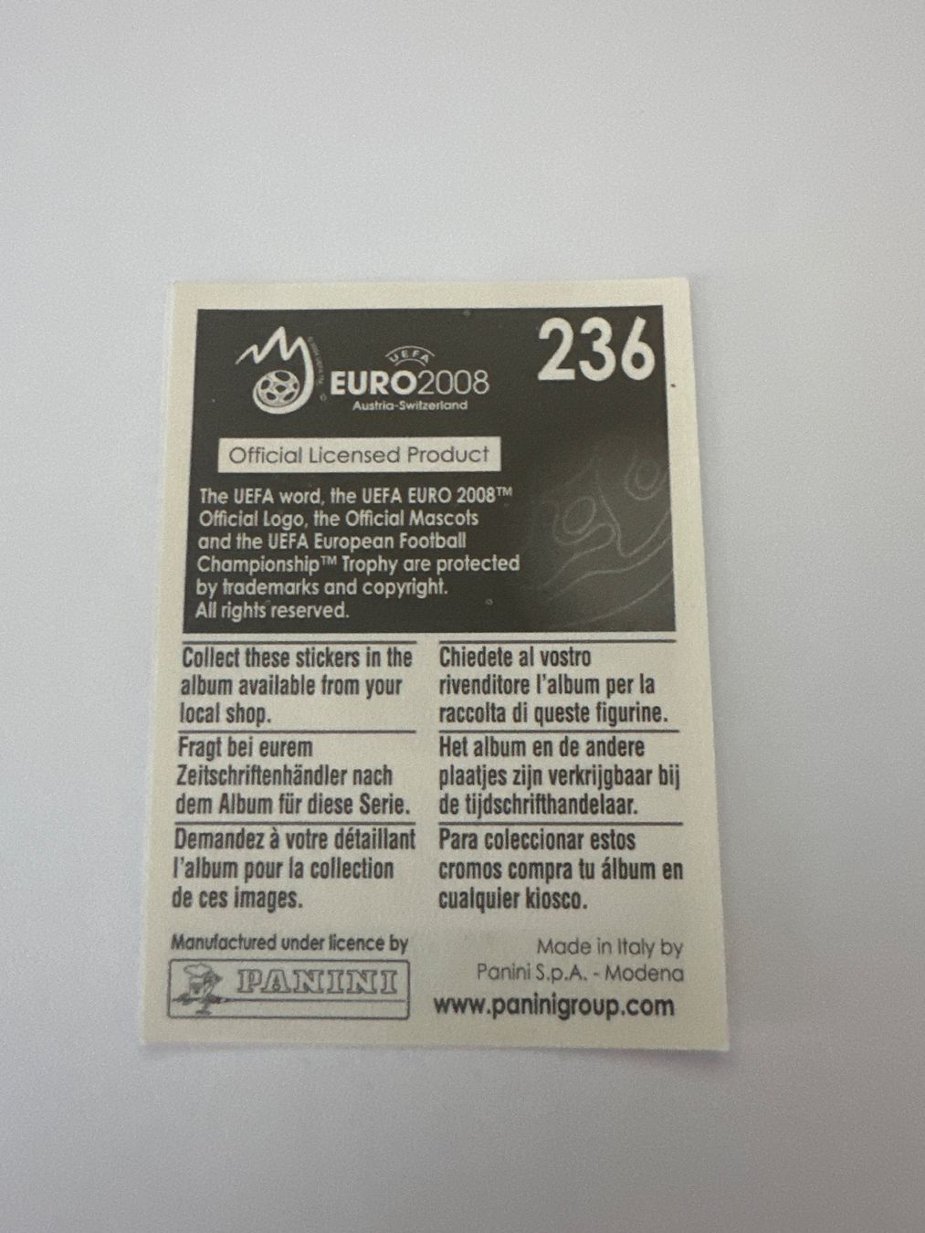Panini Cartes à collectionner: Panini UEFA EM 2008 Sticker - Nr. 236 – D'occasion à Sulz AG par DealWerk 1