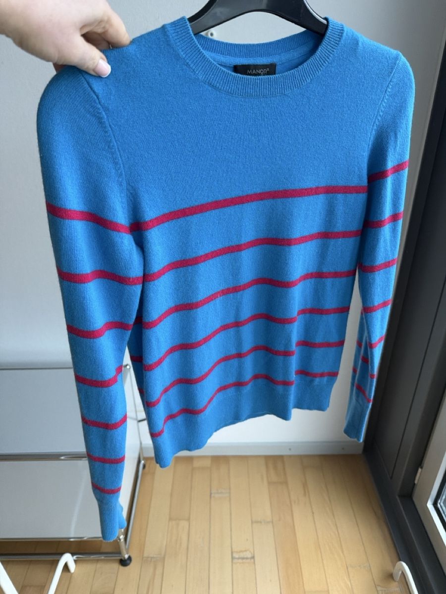 Maglioni & Felpe: Manor Kaschmir Pullover, XS, blau-rot gestreift, neuwertig – Usato da Biel/Bienne venduto da RO19 4