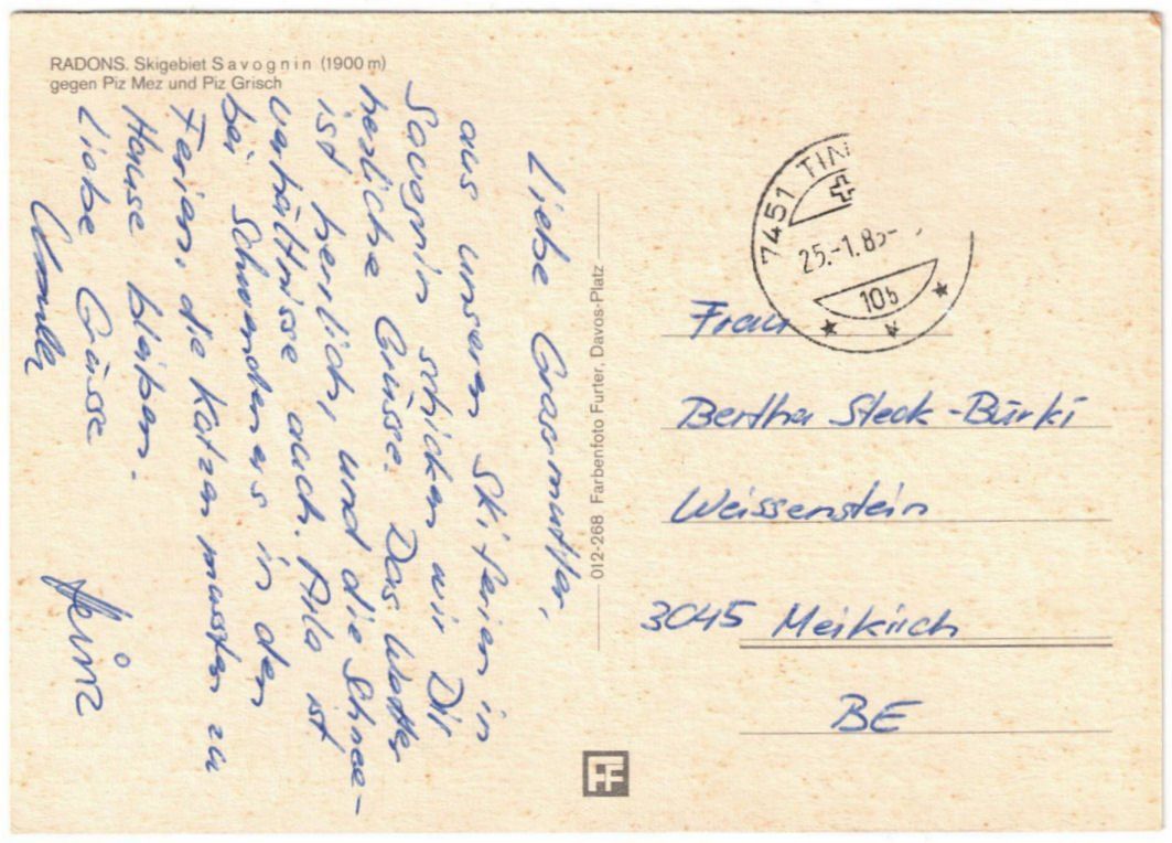 Cartoline postali: Savognin - Gondelbahn Radons – Usato da Binningen venduto da Mountainrider 1