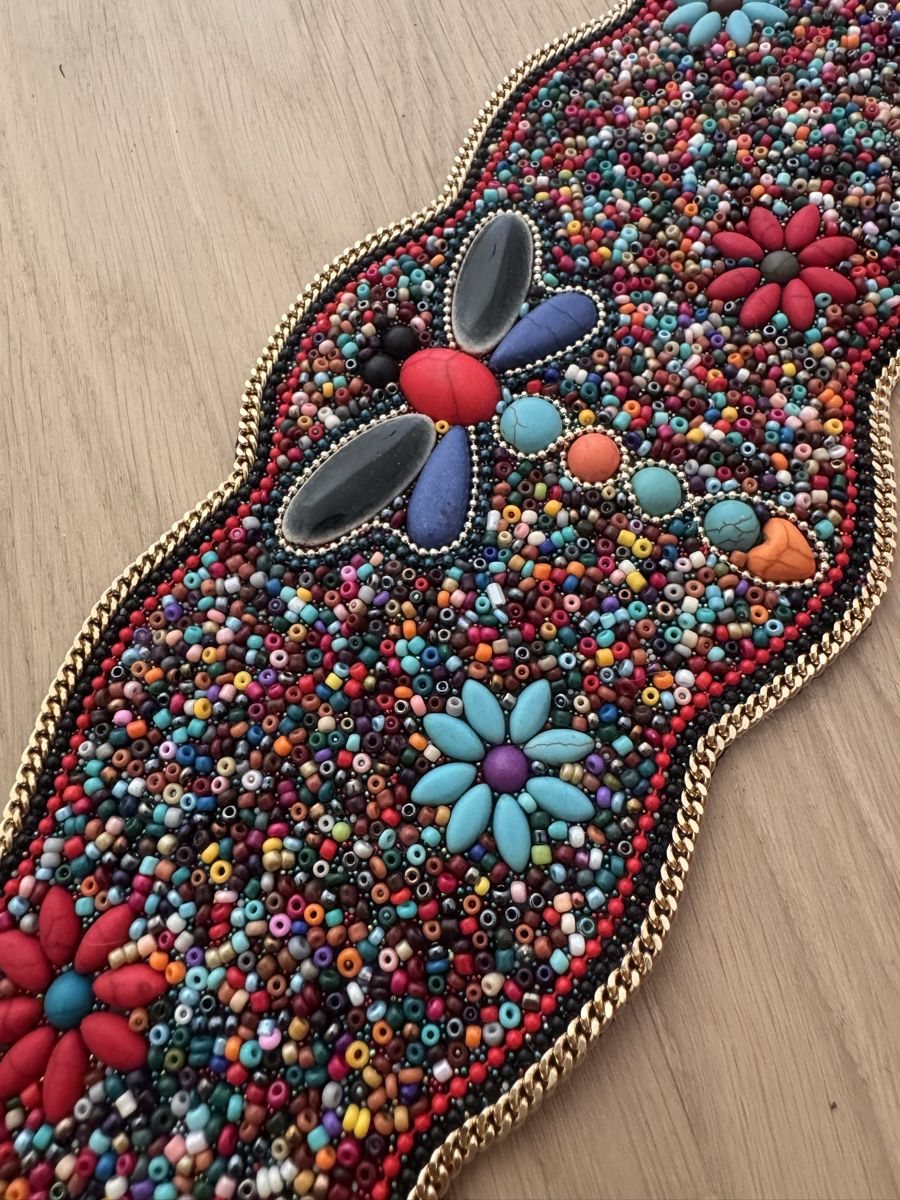 Cinture: Elastic belt beaded dragonfly flowers size S M – Usato da Dübendorf venduto da ClaraS. 3