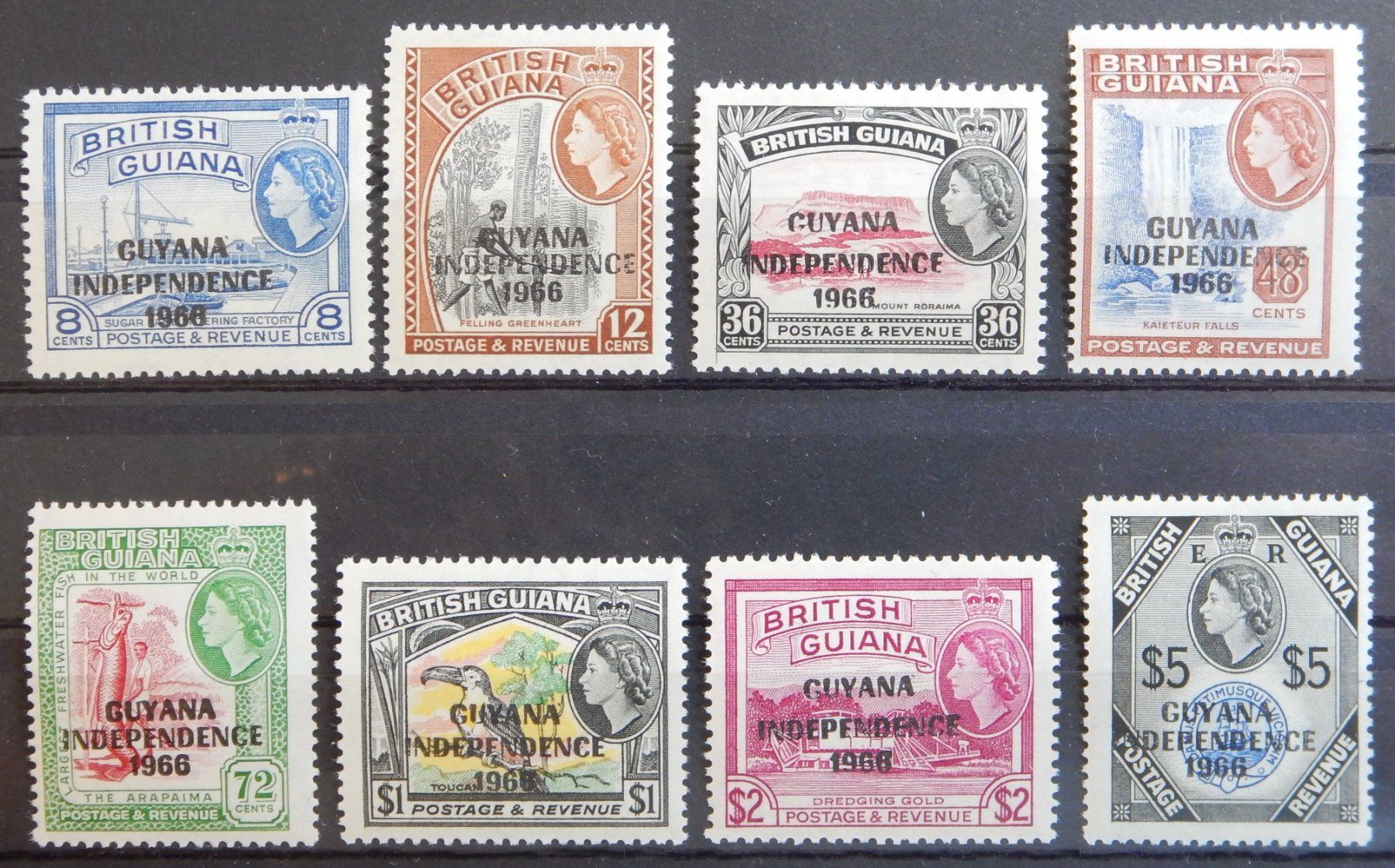 Tutti i francobolli: British Guiana Guyana Kat. 252-260 ** 1966 – Usato da Zürich venduto da Muehlekauf