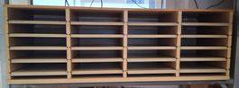 Schubladenkasten aus Holz, 106 x 35 cm mit 20 Schubladen A4.