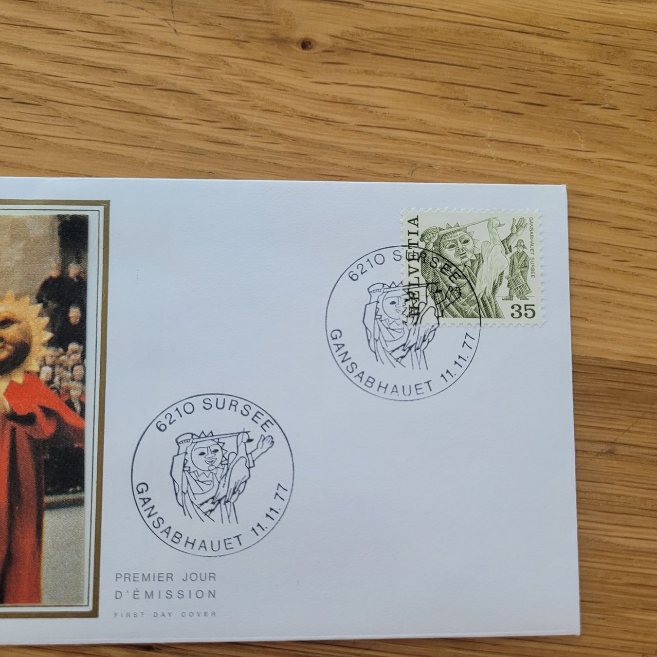Alle Briefmarken: FDC mit Seidenbild 1977 Sursee – Gebraucht aus Biel/Bienne von Destockweb 1