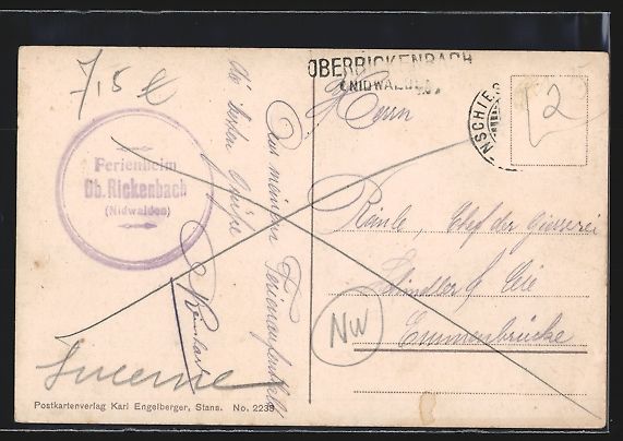 Cartoline postali: Oberrickenbach, Motiv mit den Wallenst – Usato da Berlin venduto da bartko-reher 1