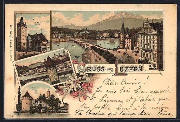 Ansichtskarten: Litho Luzern, Orstansicht, Rathaus, Br – Gebraucht aus Berlin von bartko-reher