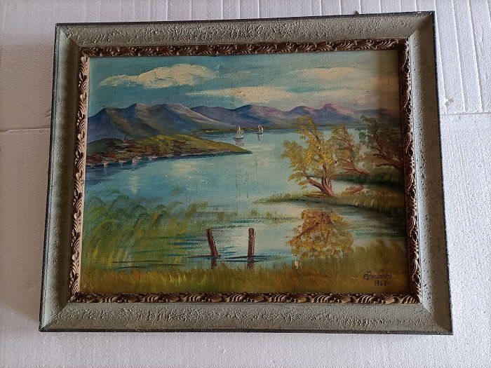 Tableaux: Antikes Gemälde mit Holzrahmen 1963 – D'occasion à Burg par Mainstreet69