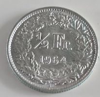 1/2 Franken 1964 Münze Schweiz guter Zustand
