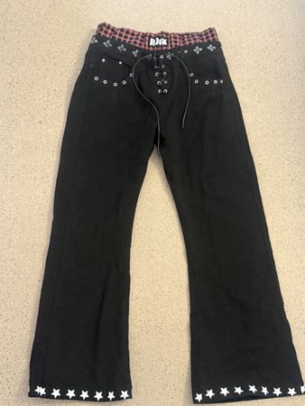 Pantalons noir ROCK taille 34 décorations étoiles ROCK