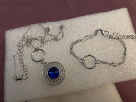 2er Schmuckset, silberfarben,, Halskette und Armketteli, NEU