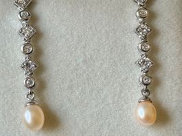 Perle Ohrringe, Silber 925, 4 cm Länge