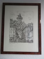 Graz Uhrturm, Lithographie E.A., Künstlerexemplar