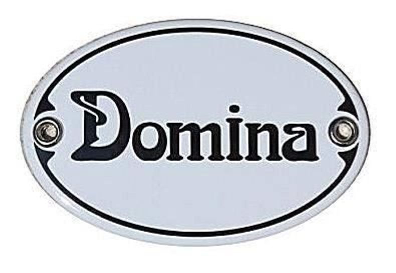 Insegne: Emaille-Schild oval-weiss-DOMINA – Nuovo e nell'imballaggio originale da Rupperswil venduto da big-one-sale