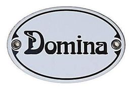 Emaille-Schild oval-weiss-DOMINA