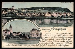 AK Niedergösgen, Kirche und Schulhaus, Panoramaansicht
