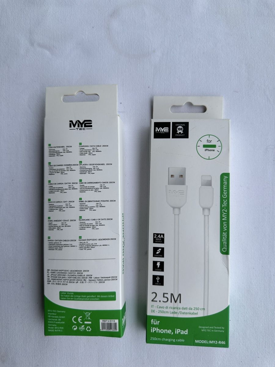 Cavi: Ladekabel MYE iPhone iPad 2.5m neu – Nuovo e nell'imballaggio originale da Biel/Bienne venduto da ara_9vxv
