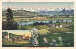 Gerzensee (BE) See und Alpenlandschaft mit Berner Alpen