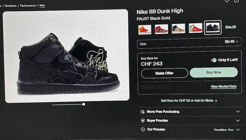 Herrenschuhe: Nike SB Dunk High FAUST Black Gold – Gebraucht aus Breganzona von gab_b5wr 4