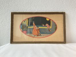 Magnifique tableau lithographie couleur, art nouveau