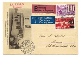 Luzern - Kornmarkt - Automobil-Postbureau - Luftpost - 1937
