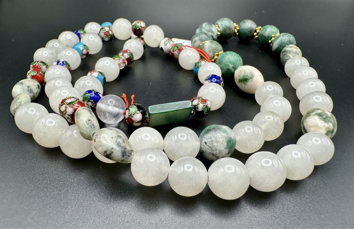 Ketten: Jade und Cloisonnè Perlen Halskette – Neu (gemäss Beschreibung) aus Lamone von LaCantinaMagica 1