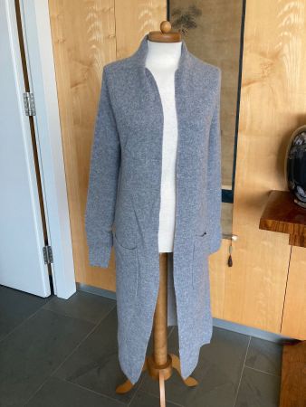 STRICKMANTEL 100% KASCHMIR, GR.XS/S, GRAU, BUTTERWEICH, NEU!