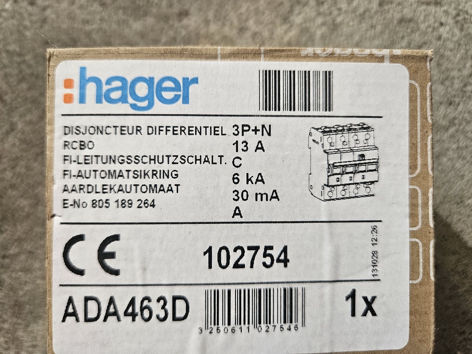Hager Interruttori: disjoncteur FI Hager ADA463D – Nuovo e nell'imballaggio originale da Onnens FR venduto da YNM90 1