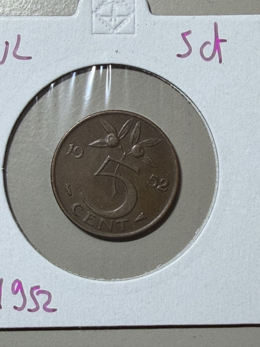 Tutti le monete: Pays-Bas - 5 centimes - 1952 – Usato da Payerne venduto da Mike1682