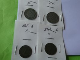 Dt. Reich 1905-1911, 4 alte Münzen