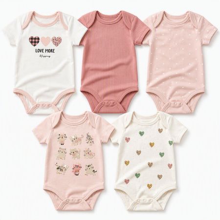 NEU- 3-6M 100% Baumwolle Baby Body Set 5er Mädchen