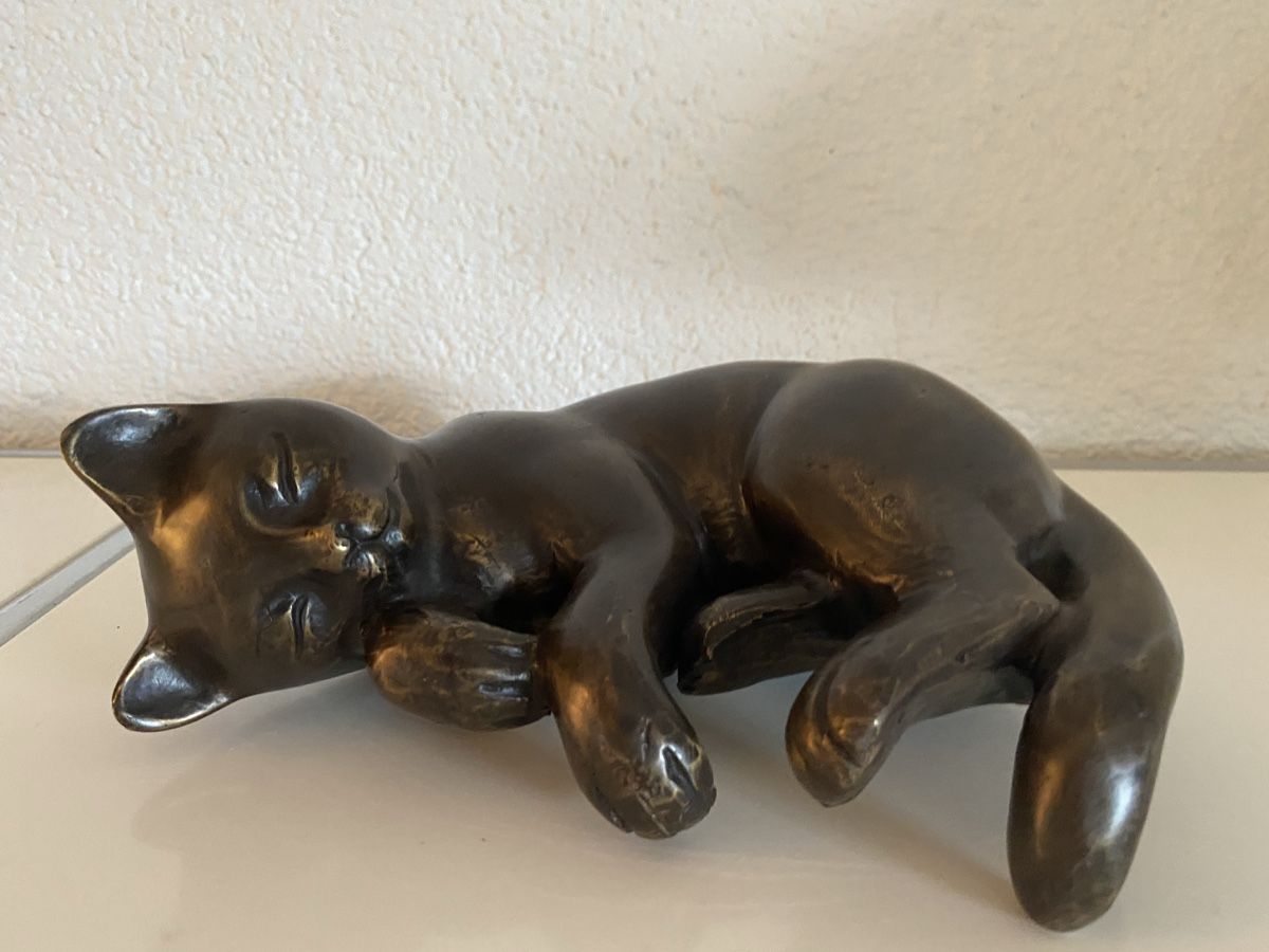 Sculture & Statue: Bronze Katze schlafend – Nuovo e nell'imballaggio originale da Zürich venduto da eileenchen1