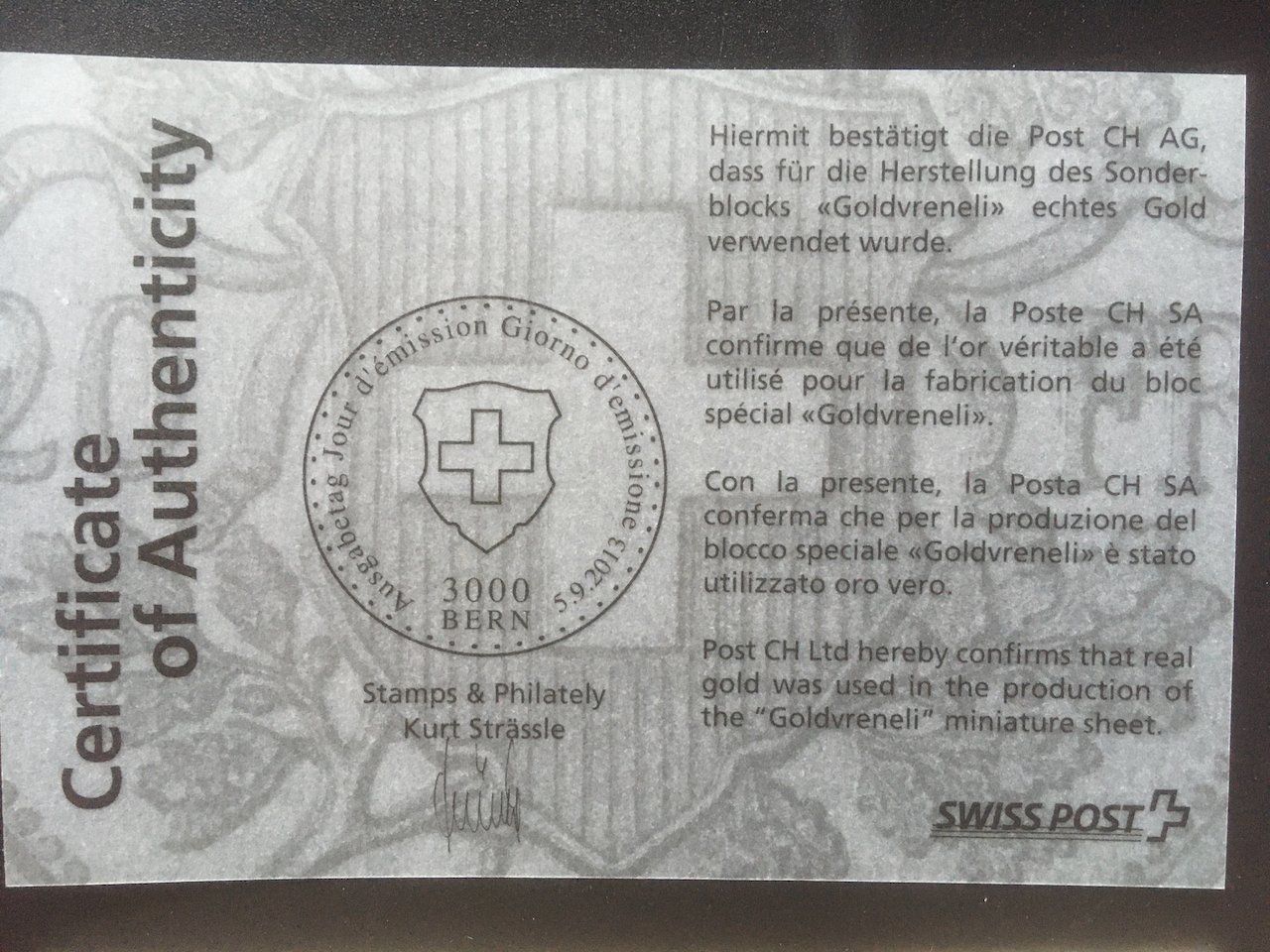Tutti i francobolli: Goldvreneli Block 2013 postfrisch – Usato da Nesslau venduto da andi_hon 2