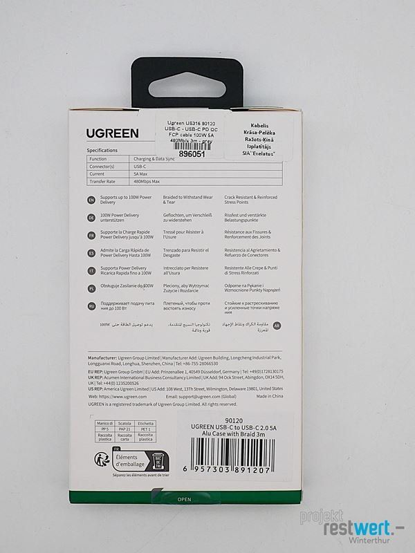 Ugreen Cavi: UGREEN USB-C  to USB-C 100 W – Nuovo e nell'imballaggio originale da Winterthur venduto da Restwert_Winterthur 1