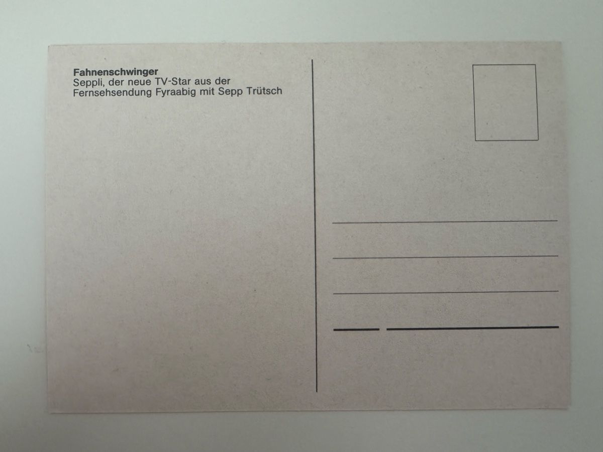 Cartoline postali: Postkarte - Fahnenschwinger. Seppli – Nuovo (secondo la descrizione) da Sins venduto da sum_lv6d 1