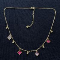 18KGP Rosa Zirkonia Charms Halskette