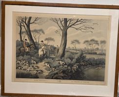 lithographie de chasse anglaise, la chasse au lièvre 1