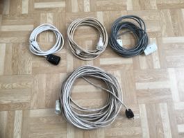 4 Verlängerungskabel à 2,8 / 5 / 6,2 und 17,5 Meter