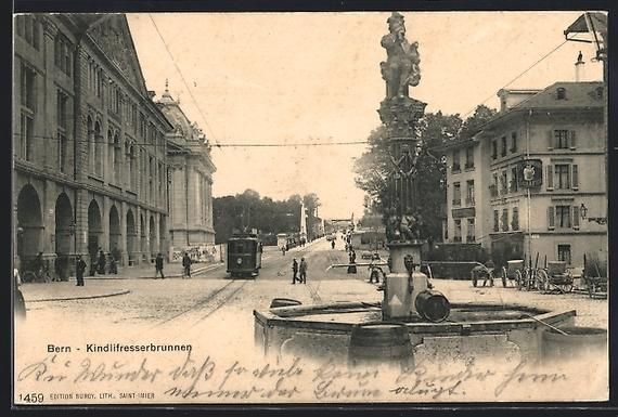 Cartoline postali: Bern, Kindlifresserbrunnen mit Strassenb – Usato da Berlin venduto da bartko-reher